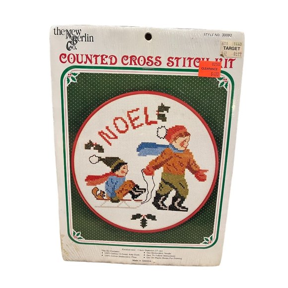 Vintage The New Berlin Co Counted Cross Stitch Kit Christmas NOEL #30092 NOS - Picture 1 of 3